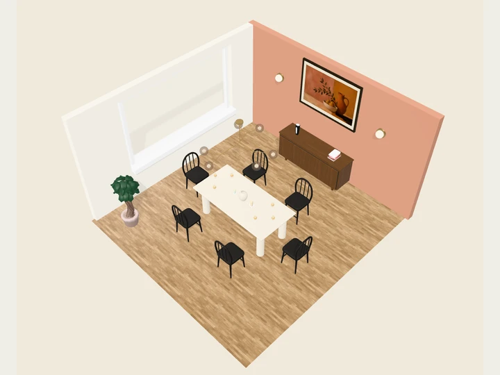 Terrakotta-Speisezimmer, eine eingerichtete Raumvorlage